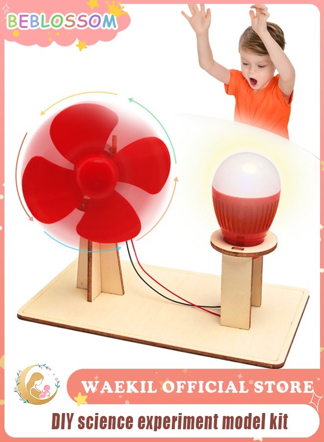 BEBLOSSOM DIY Scientific Experiment Model Kit – Wind Power Generation STEM Physics Experiments Starter Kit for Kids Age 6–14, Educational Science Experiment Activity with Light Bulb & Fan, Ideal for Science Projects & Learning Resources - Image 1
